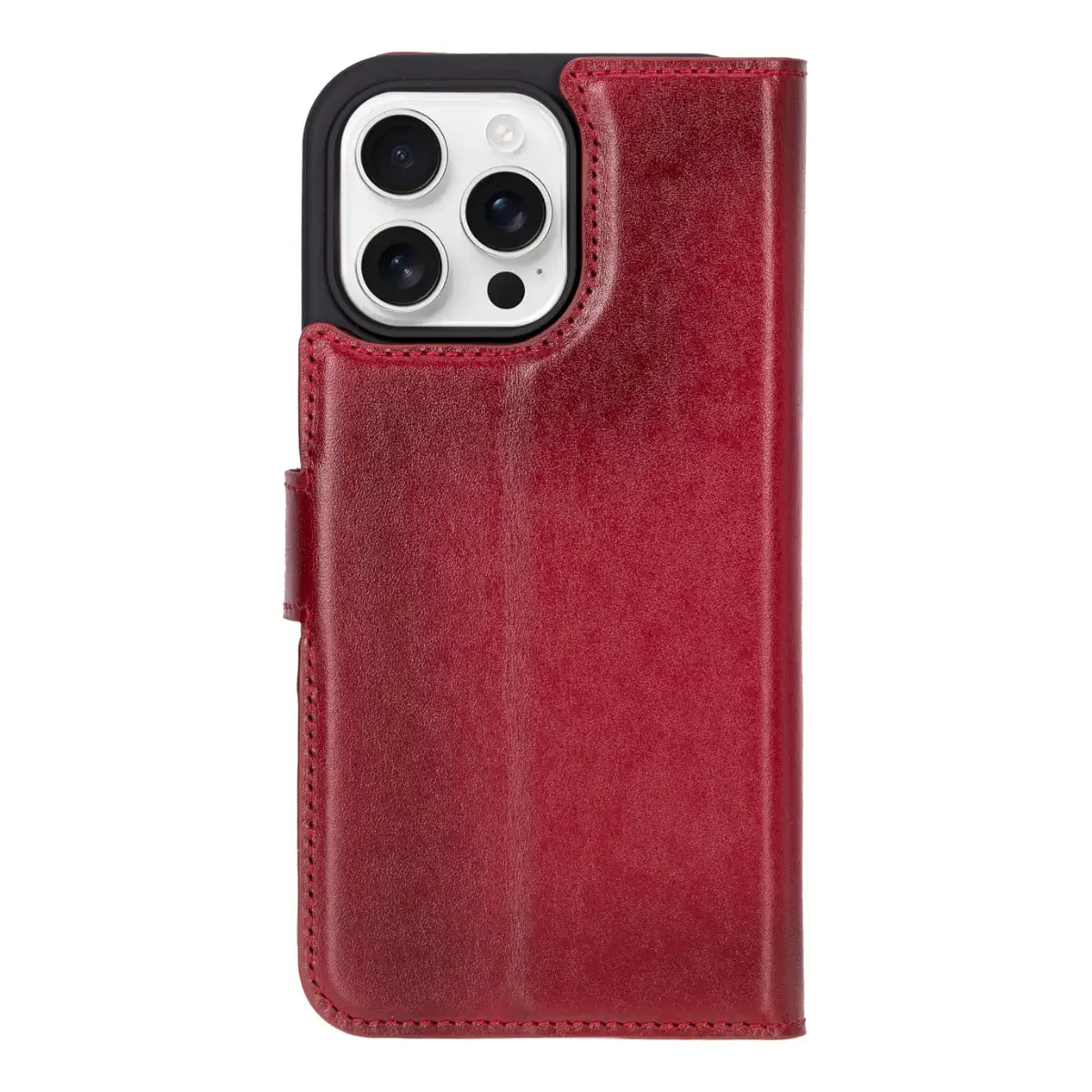 Burnished Red Leather Wallet Case for iPhone 16 Pro Max