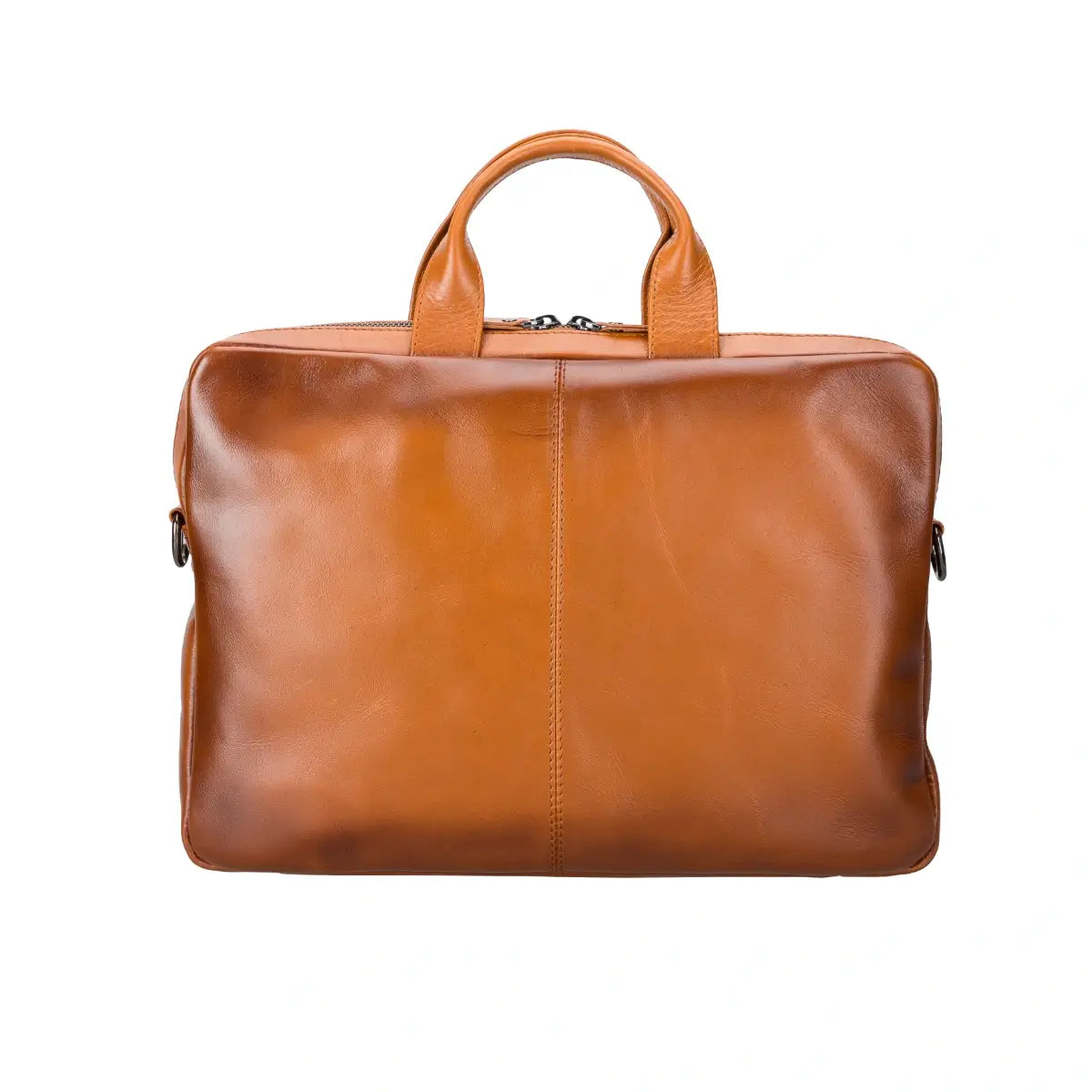 Brown leather bag on a white background