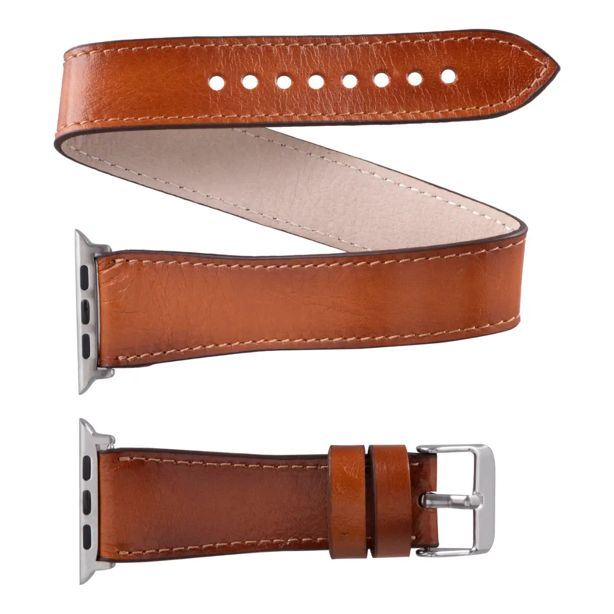 Burnished Tan Leather Double Tour Apple Watch Band