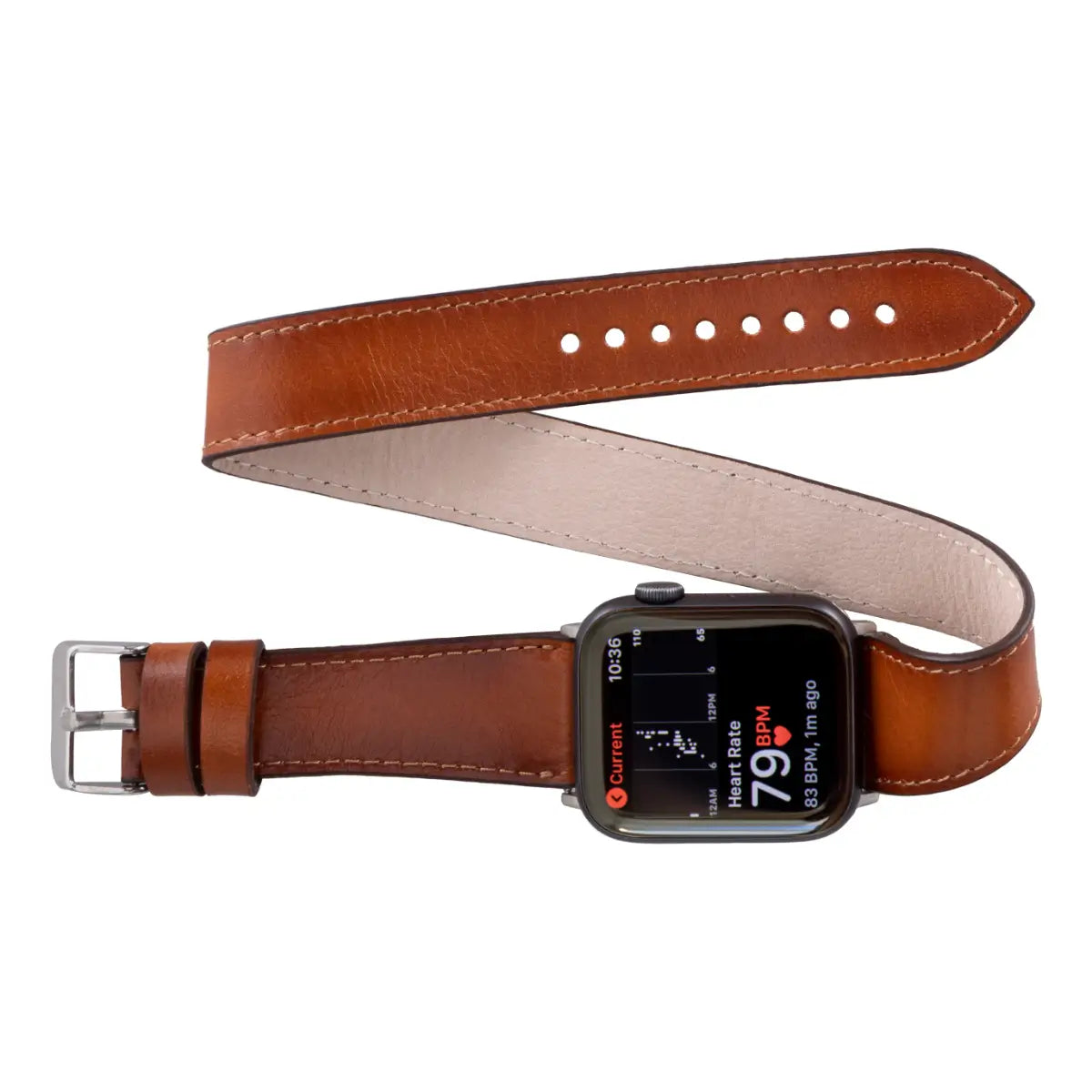 Burnished Tan Leather Double Tour Apple Watch Band