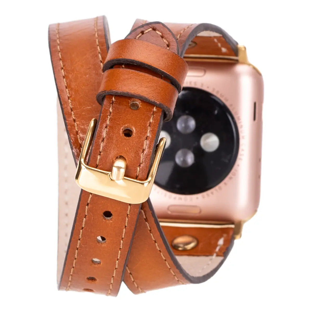Burnished Tan Leather Double Tour Slim Apple Watch Band