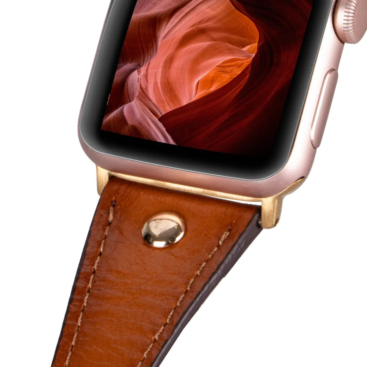 Burnished Tan Leather Double Tour Slim Apple Watch Band