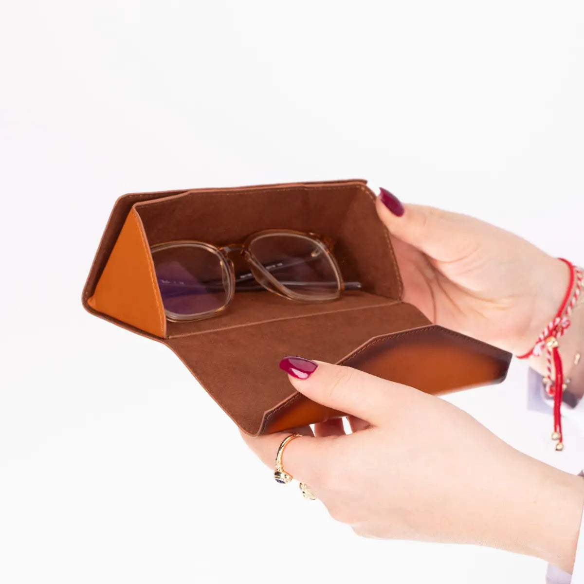 Burnished Tan Leather Glasses Case