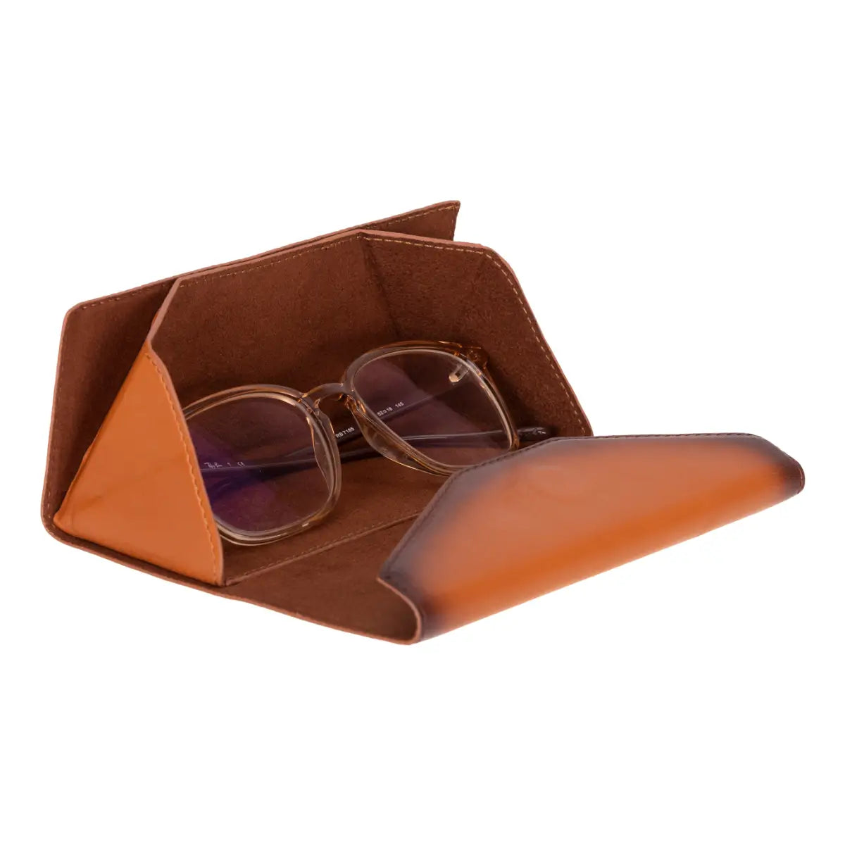 Burnished Tan Leather Glasses Case