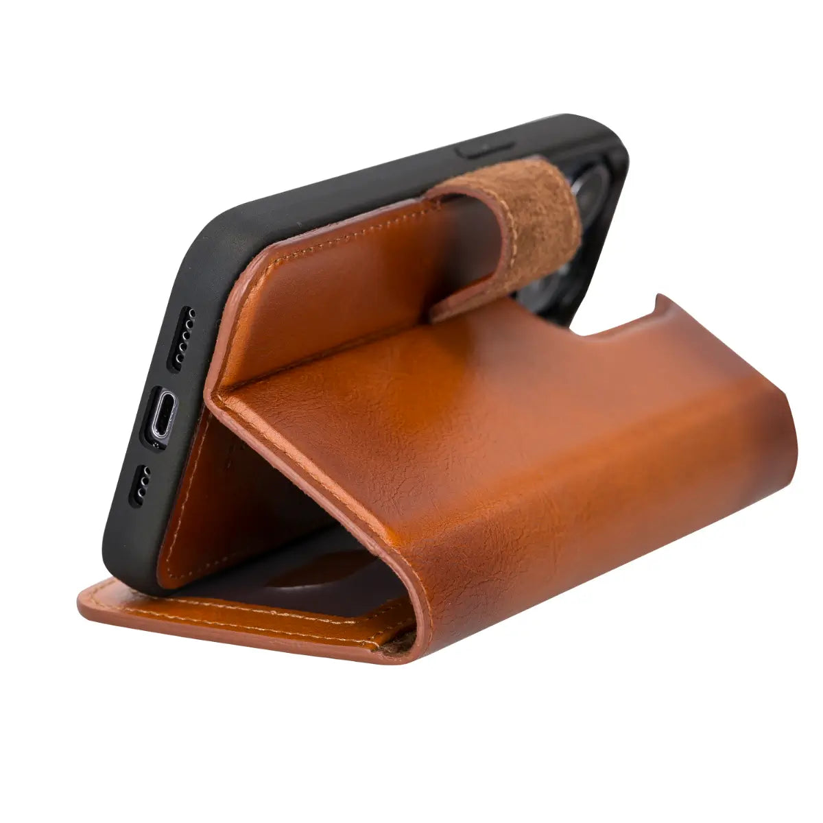 Burnished Tan Leather Magnetic Case for iPhone 13 Pro