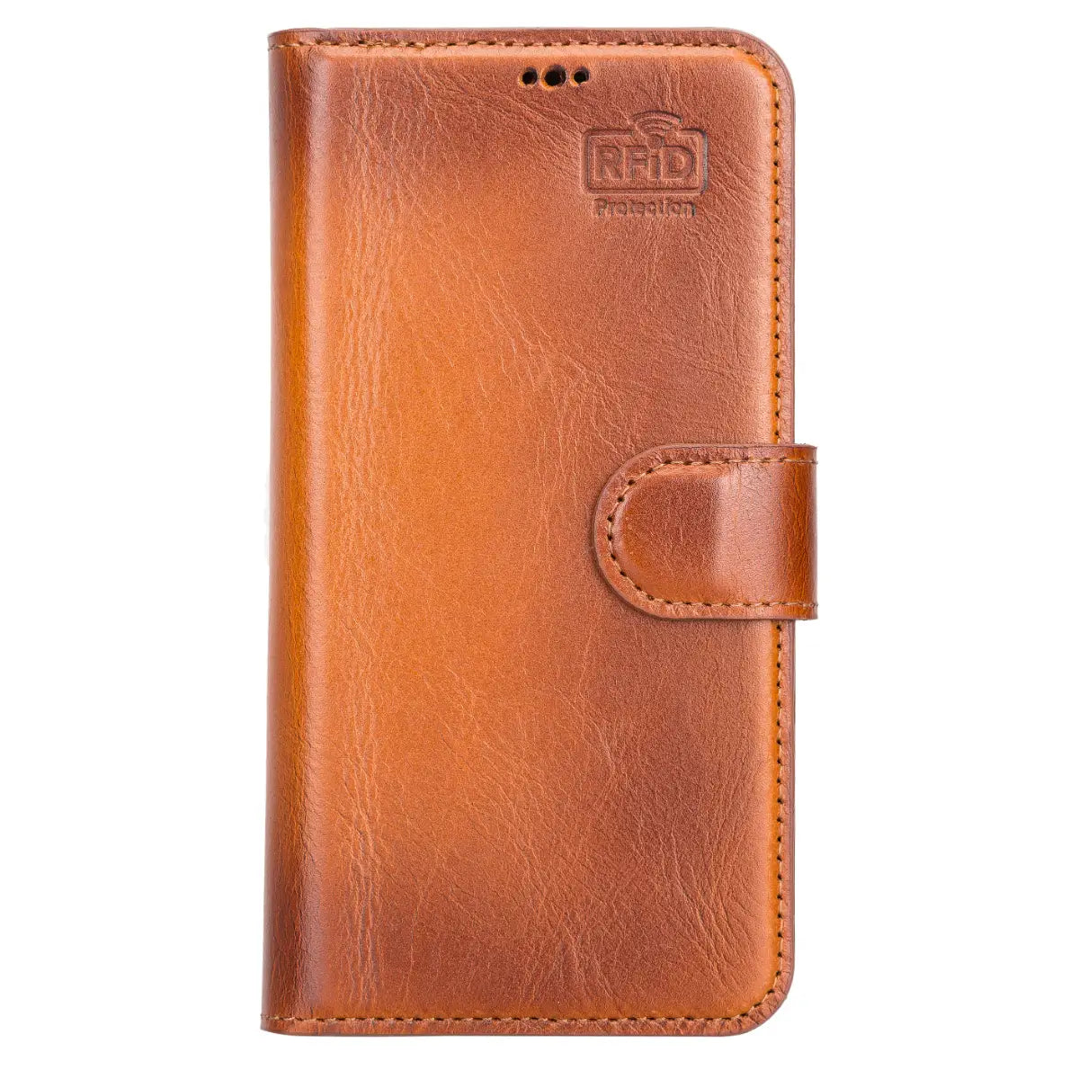 Burnished Tan Leather Wallet Case for iPhone 13