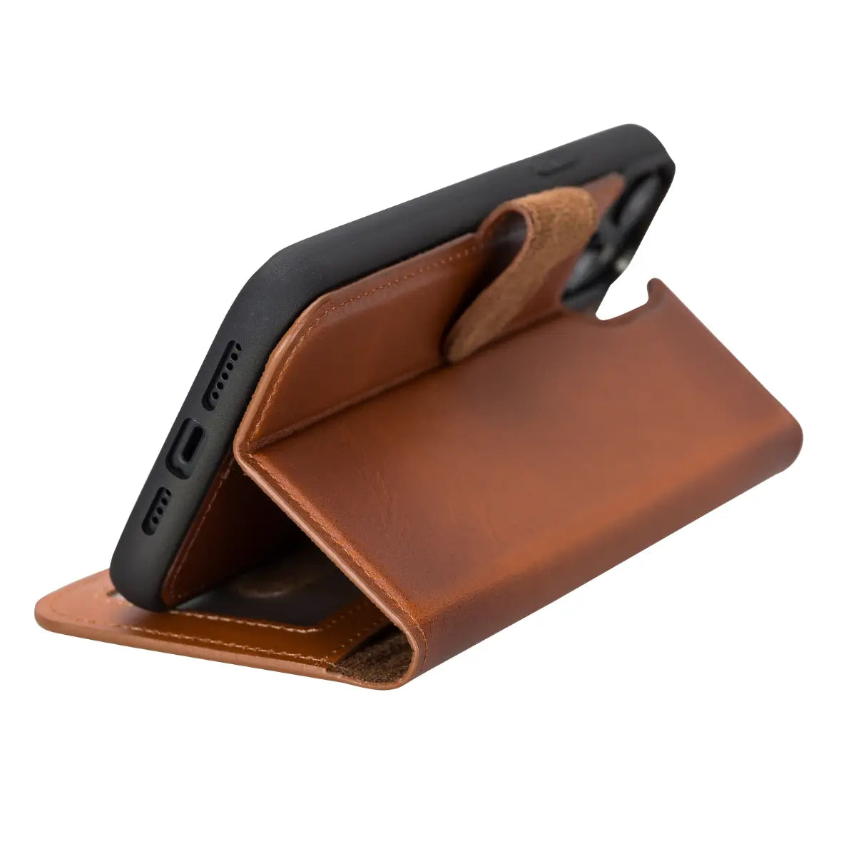 Burnished Tan Leather Wallet Case for iPhone 14 Plus