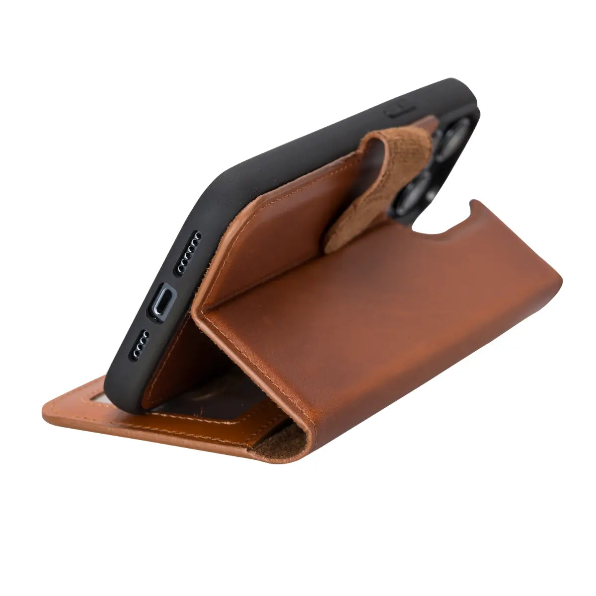 Burnished Tan Leather Wallet Case for iPhone 14 Pro Max