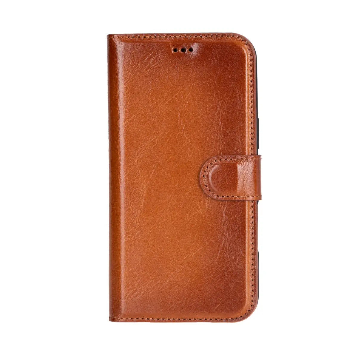 Burnished Tan Leather Wallet Case for iPhone 16 Plus