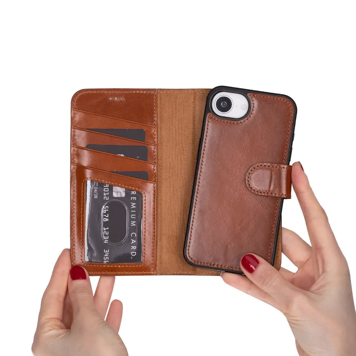 Burnished Tan Leather Wallet Case for iPhone 16e – O2 Leather
