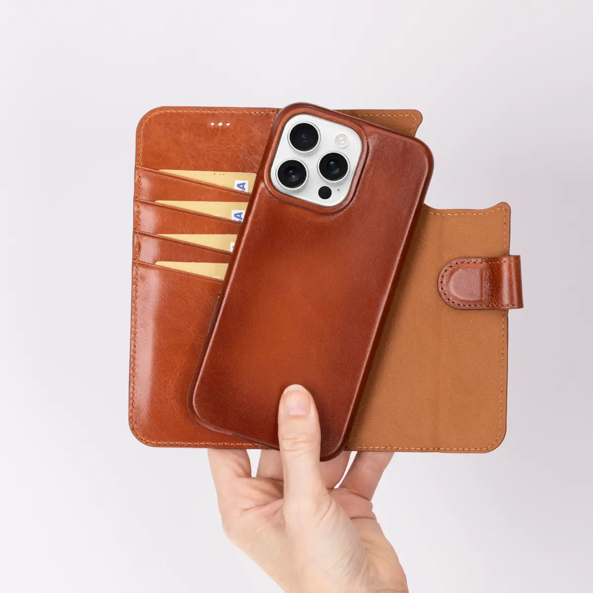 Burnished Tan Leather iPhone 16 Pro Max Prestige Wallet Case