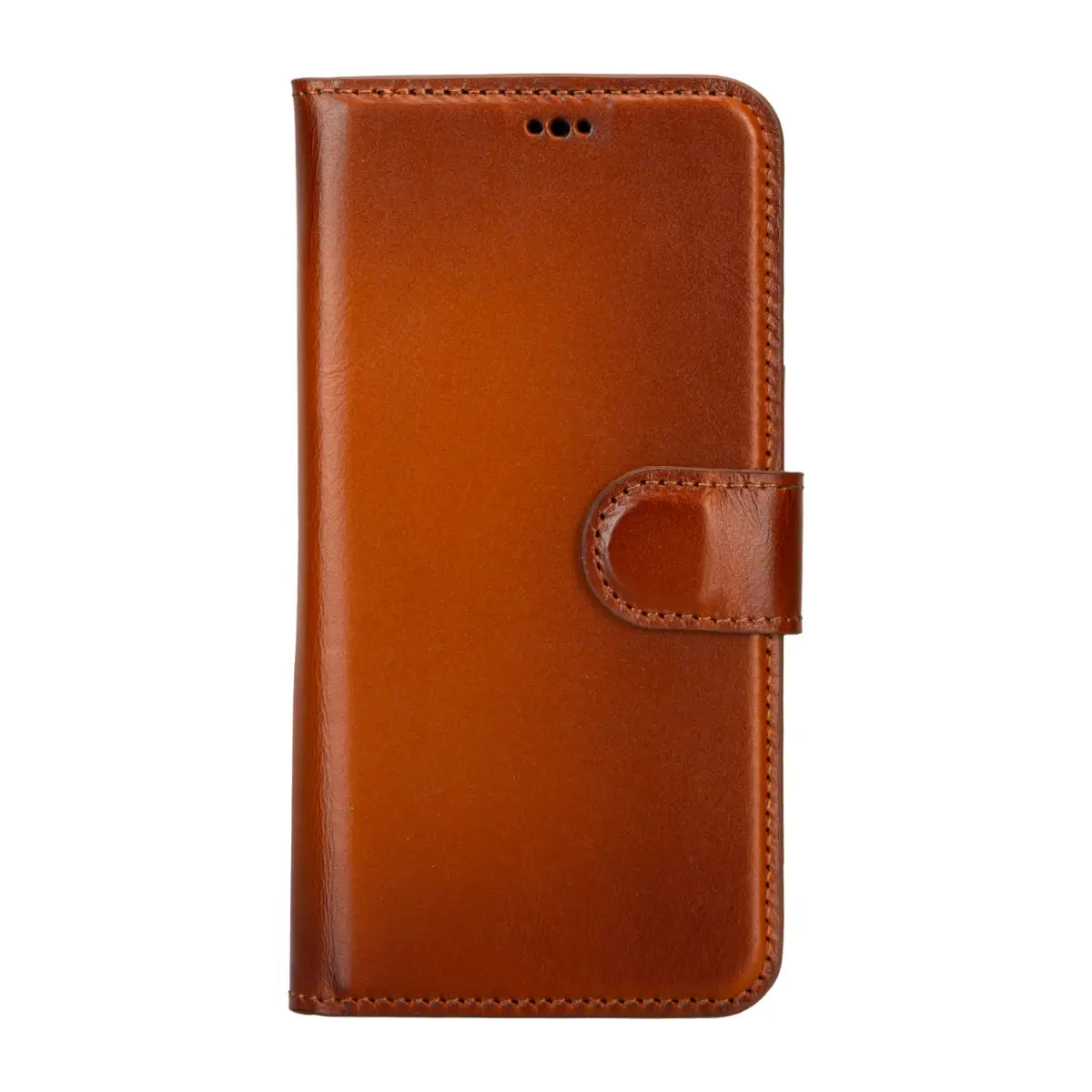 Burnished Brown Leather Wallet Case for iPhone 15