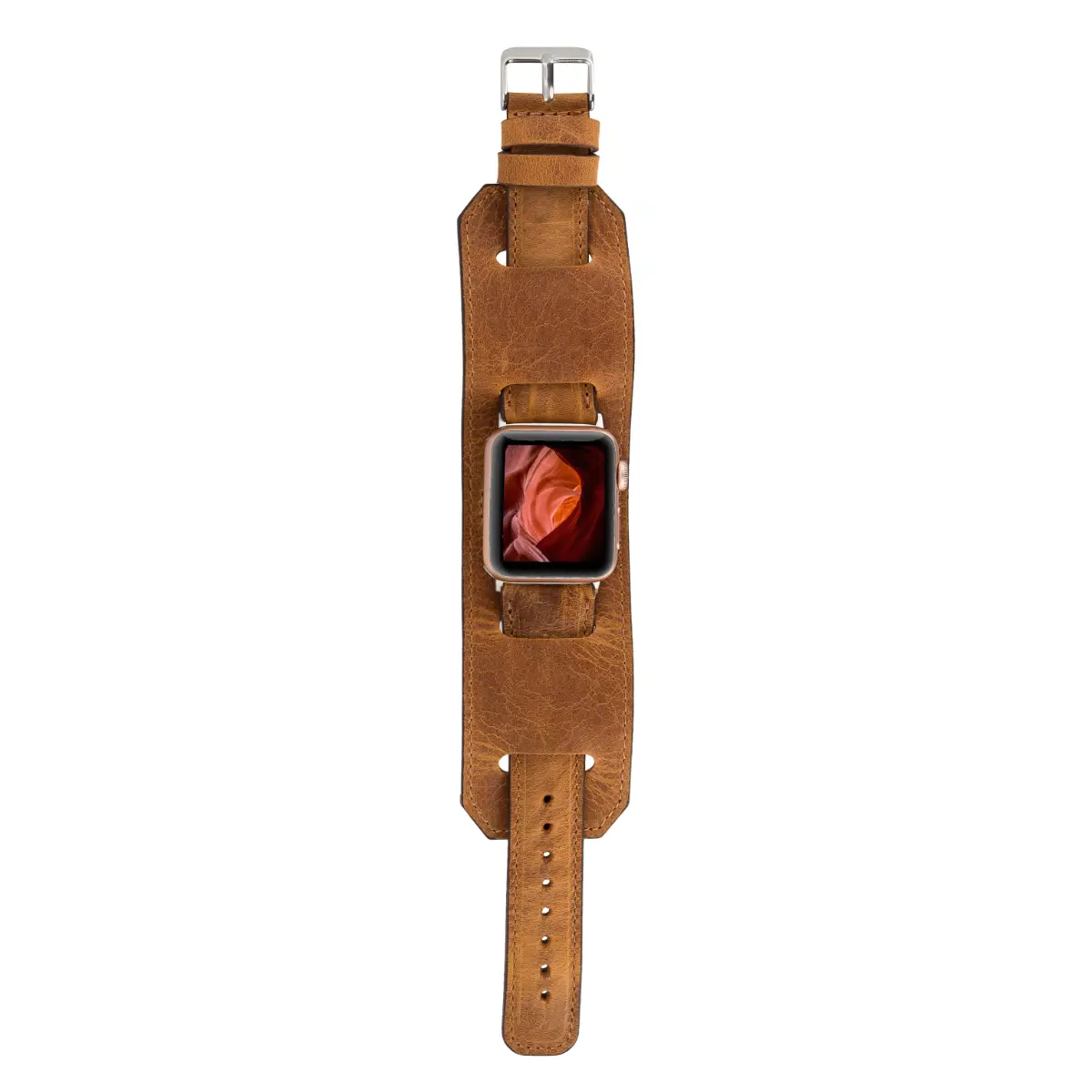 Camel Brown Leather Apple Watch Band