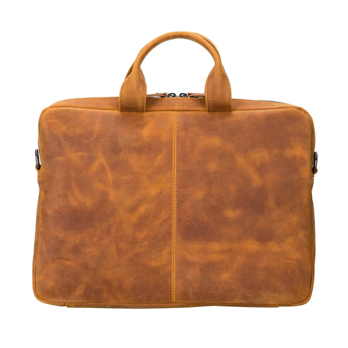 Brown leather briefcase on a white background