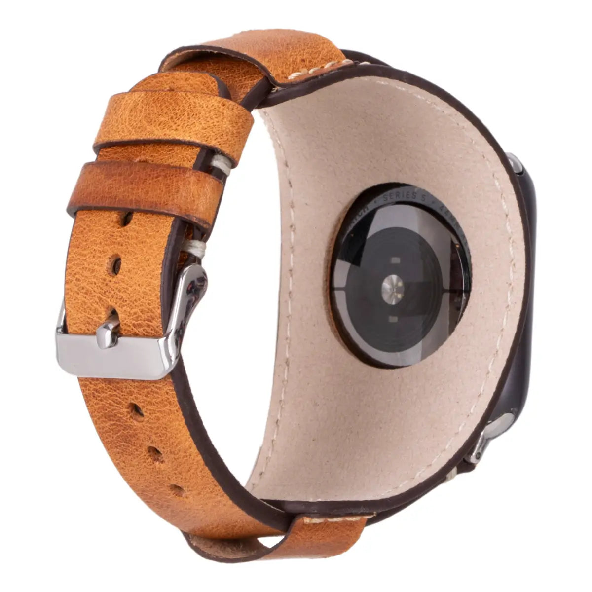 Camel Brown Leather Cuff Apple Watch Band