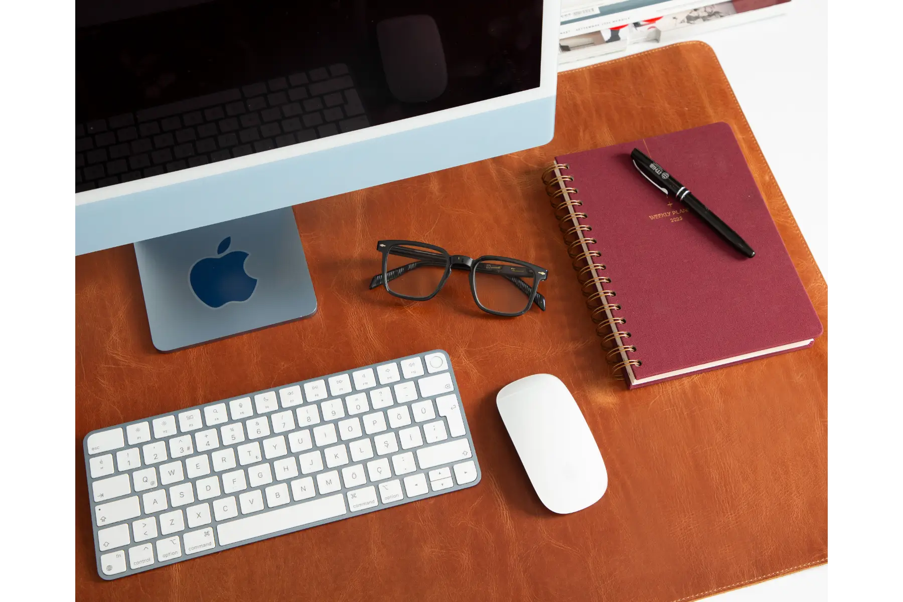 Camel Brown Leather Desk Mat-Large Size