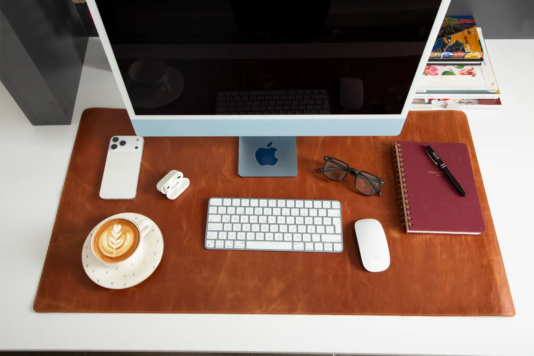 Camel Brown Leather Desk Mat-Large Size