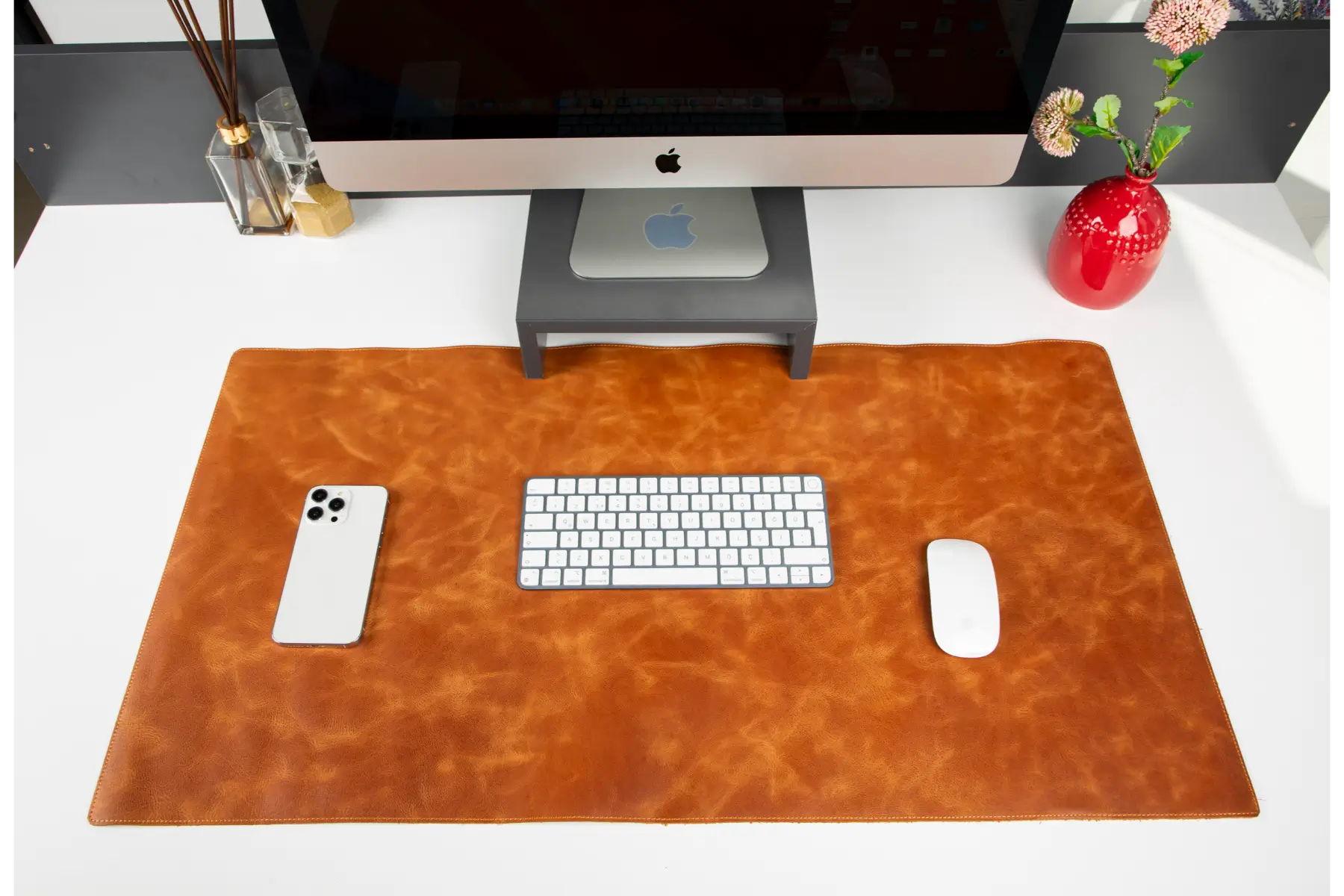 Camel Brown Leather Desk Mat-Large