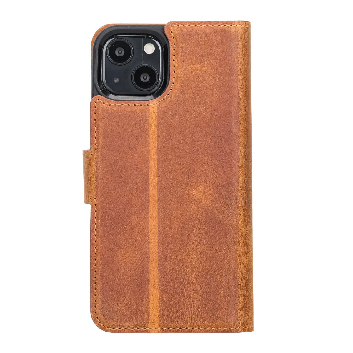 Camel Brown Leather Wallet Case for iPhone 13