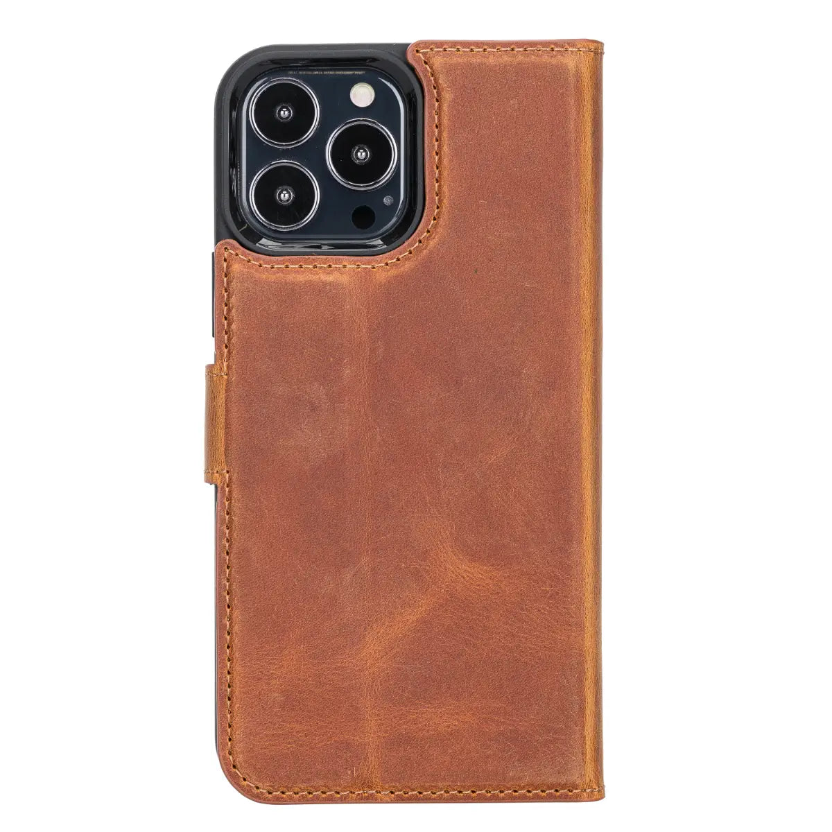 Camel Brown Leather Wallet Case for iPhone 13 Pro Max