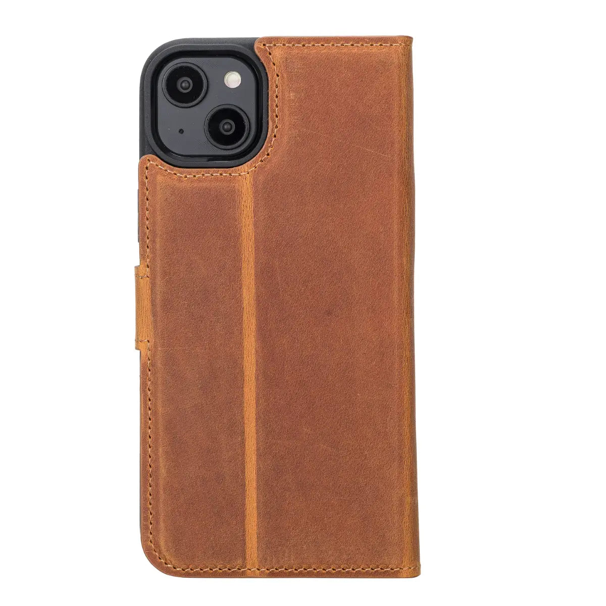 Camel Brown Leather Wallet Case for iPhone 14 Plus