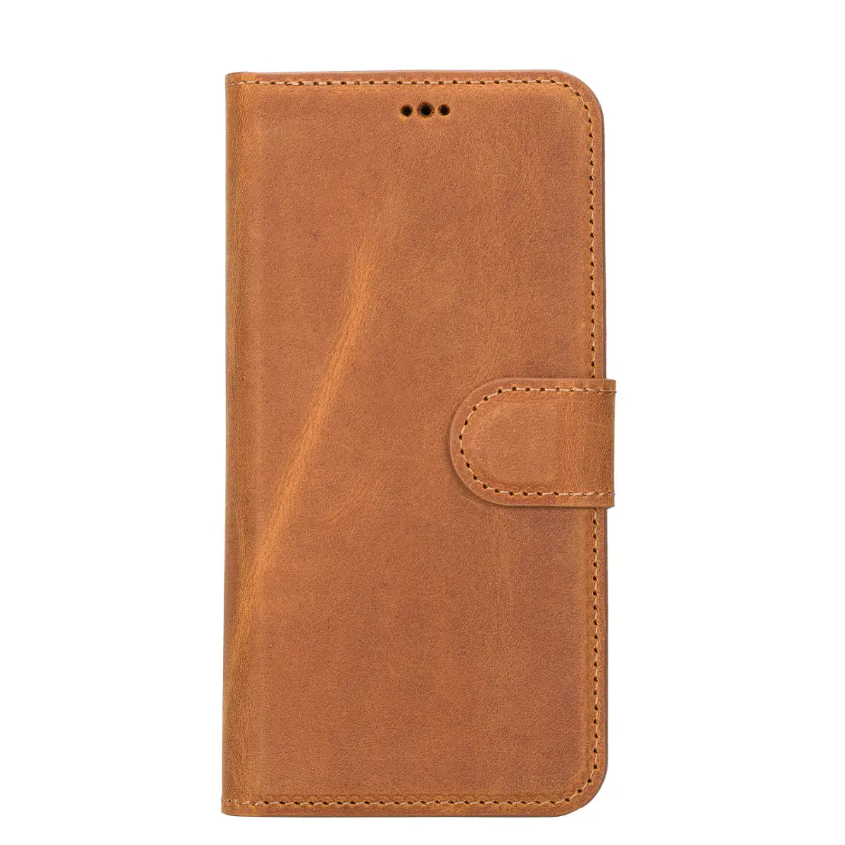 Camel Brown Leather Wallet Case for iPhone 14 Pro