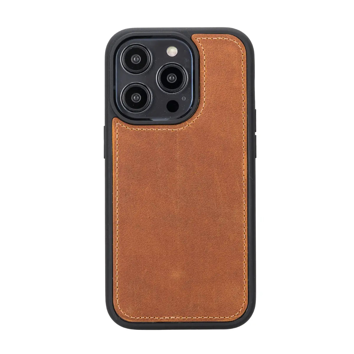Camel Brown Leather Wallet Case for iPhone 14 Pro