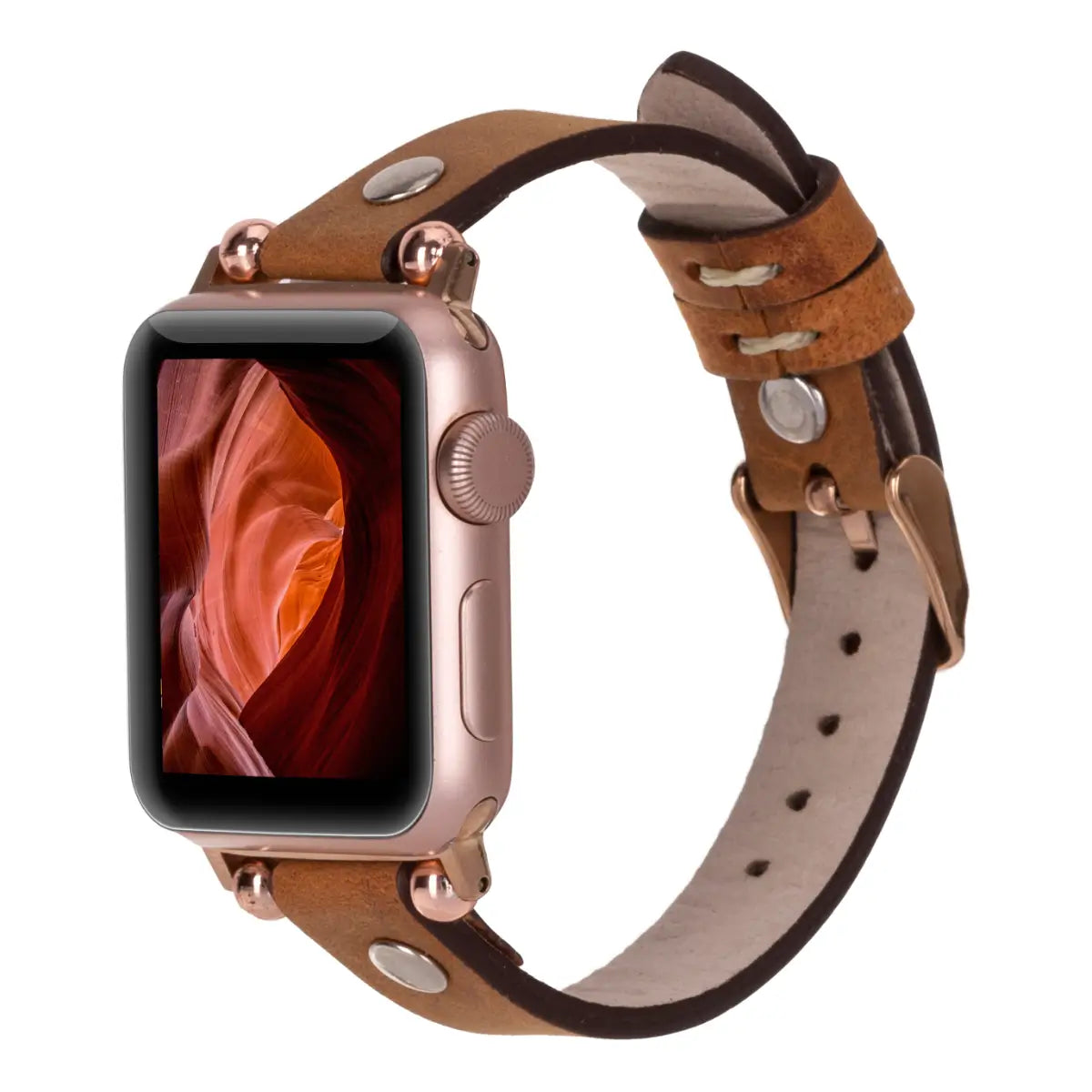 Camel Leather Ultra Slim Apple Watch Band
