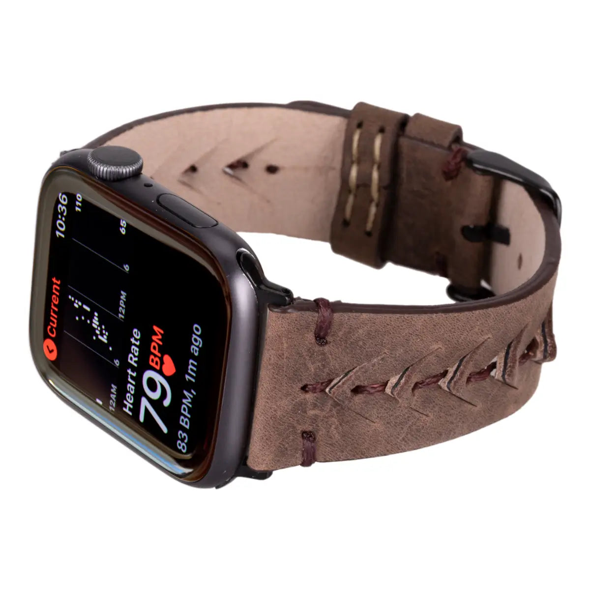 Dark Brown Leather Sport Apple Watch Band