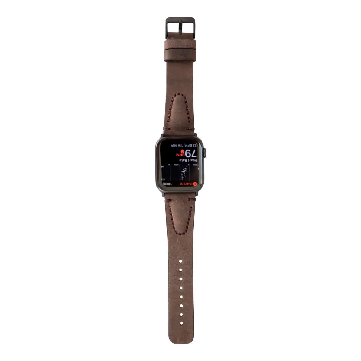 Dark Brown Leather Sport Apple Watch Band