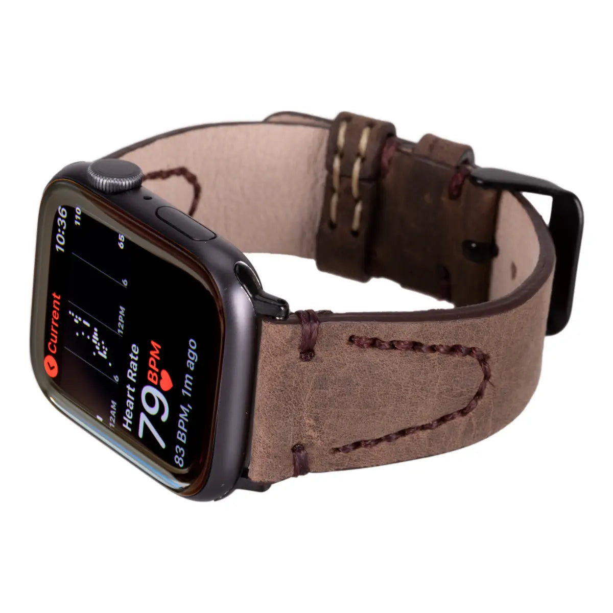 Dark Brown Leather Sport Apple Watch Band