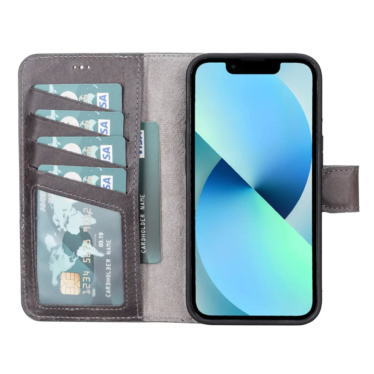 Dark Gray iPhone 13 Leather Case-O2 Leather