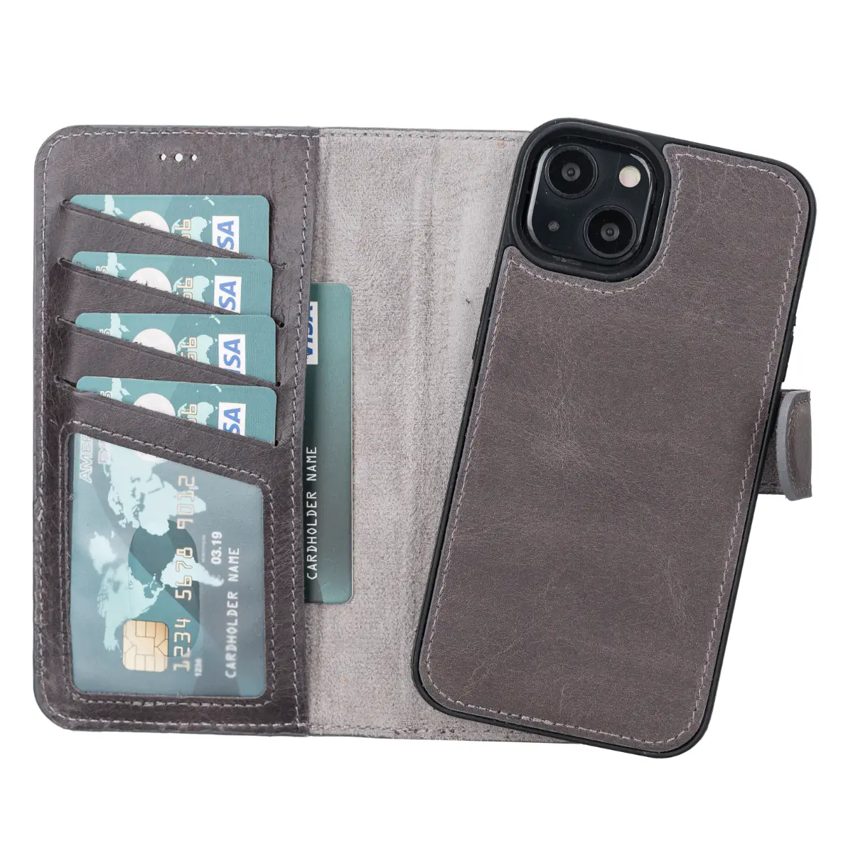 Dark Gray iPhone 13 Leather Case-O2 Leather