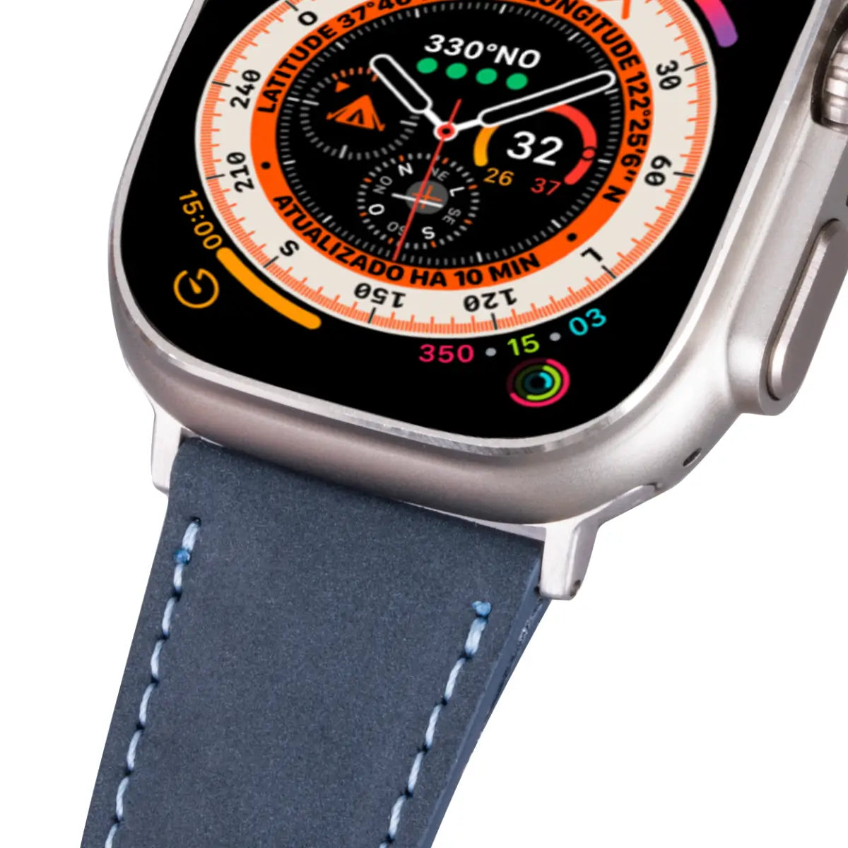 Distressed Blue Leather Classic Apple Watch Band