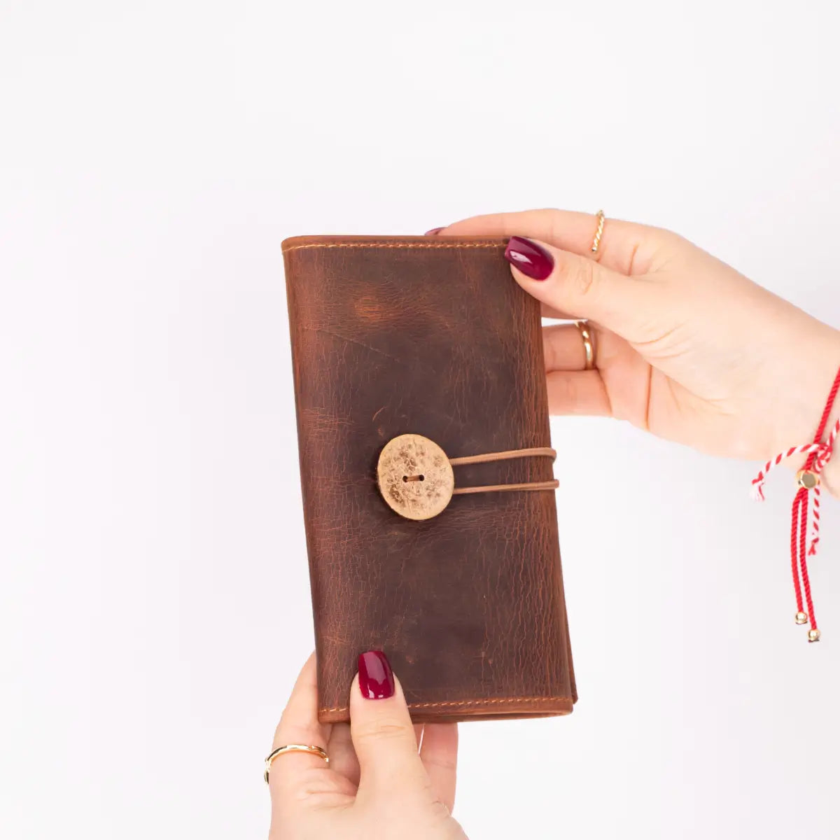 Distressed Brown Leather Cable Organizer