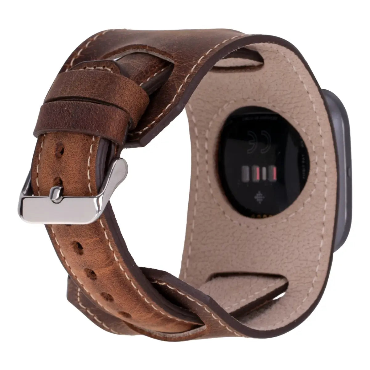 Distressed Brown Leather Cuff Fitbit Watch Band
