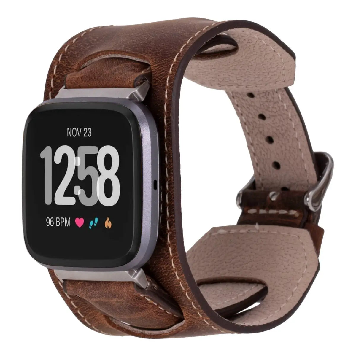 Distressed Brown Leather Cuff Fitbit Watch Band