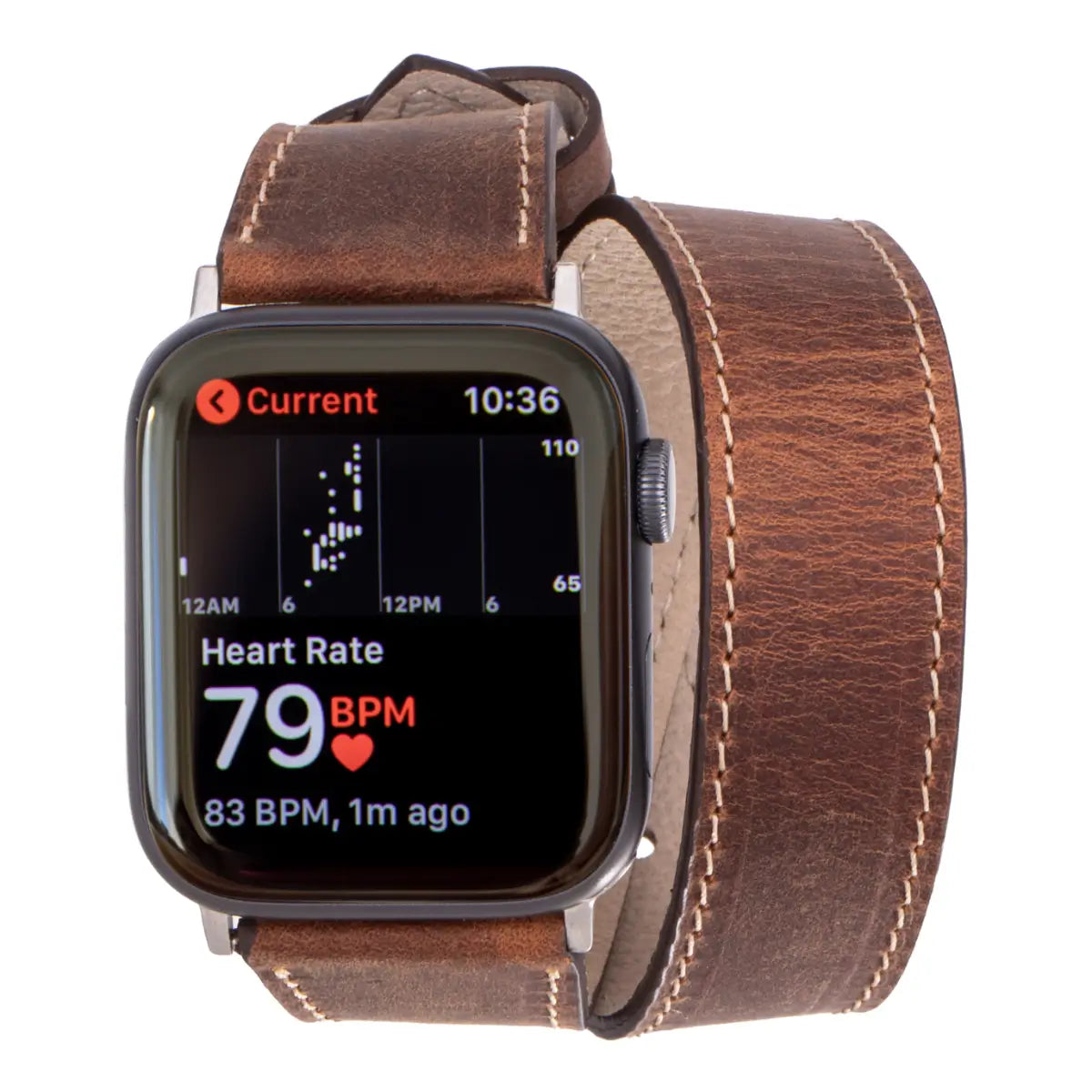 Distressed Brown Leather Double Tour Apple Watch Band
