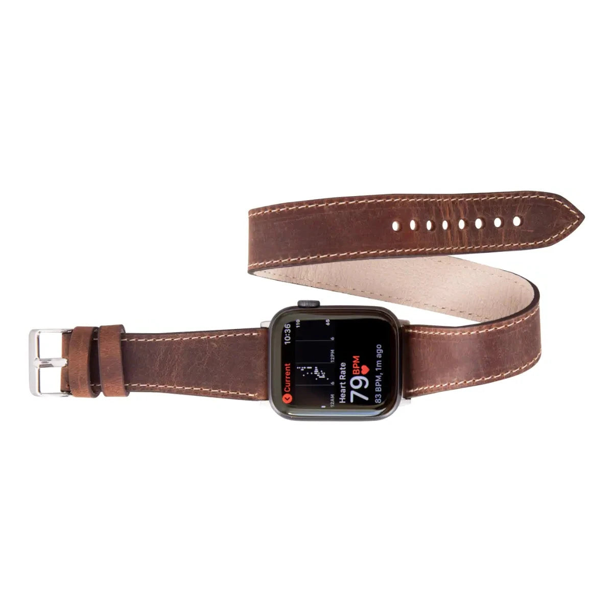 Distressed Brown Leather Double Tour Apple Watch Band