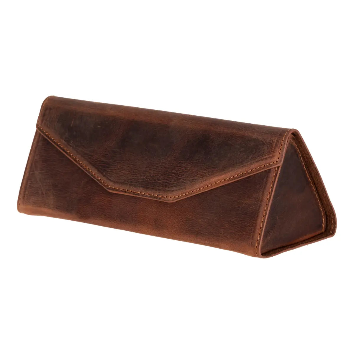 Distressed Brown Leather Glasses Case