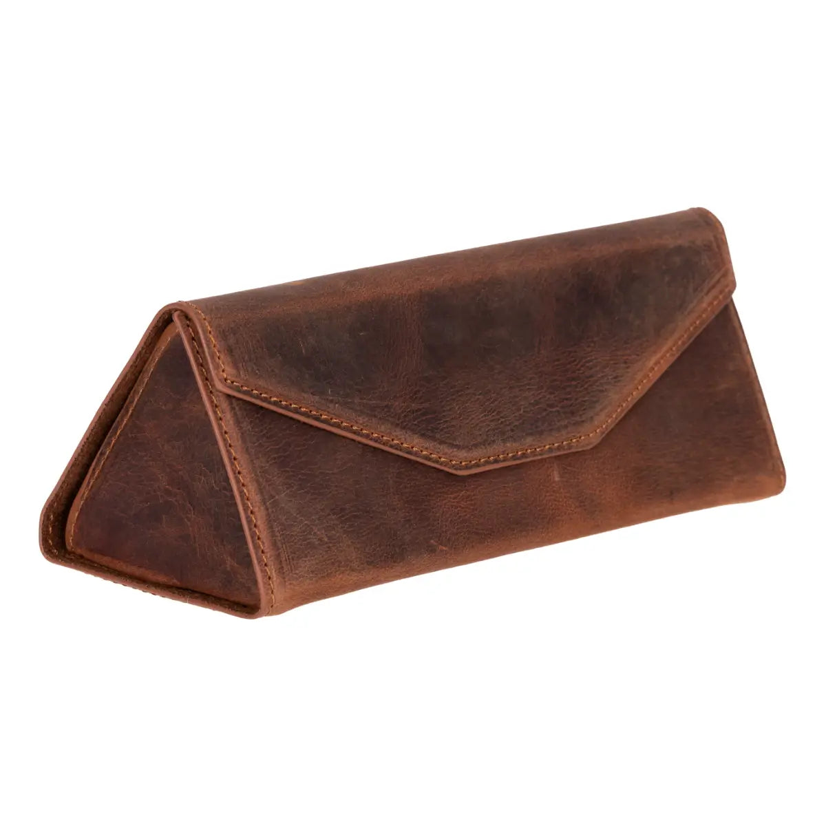 Distressed Brown Leather Glasses Case