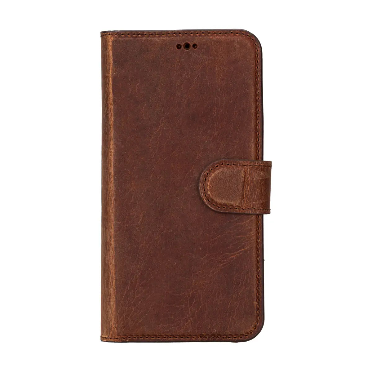 Distressed Brown Leather Prestige Wallet Case for iPhone 15 Pro