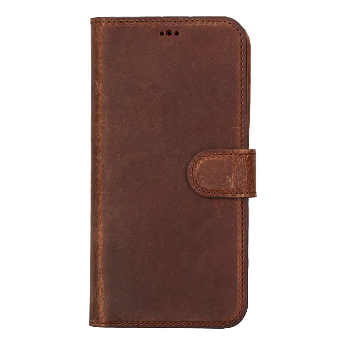Distressed Brown Leather Prestige Wallet Case for iPhone 15 Pro Max
