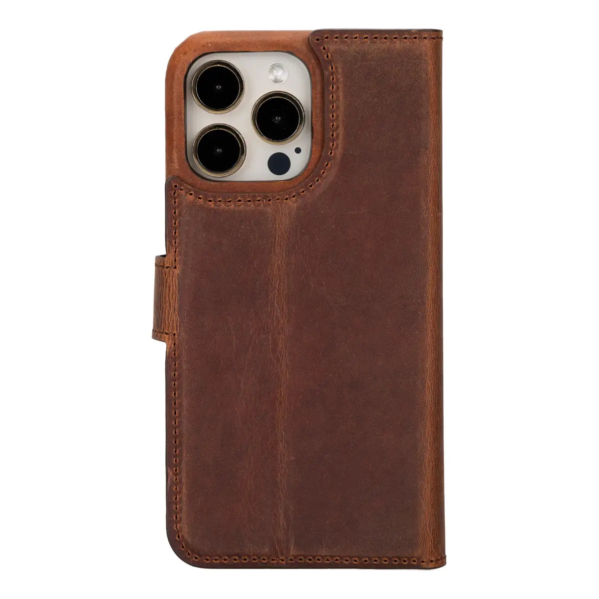 Distressed Brown Leather Prestige Wallet Case for iPhone 15 Pro Max