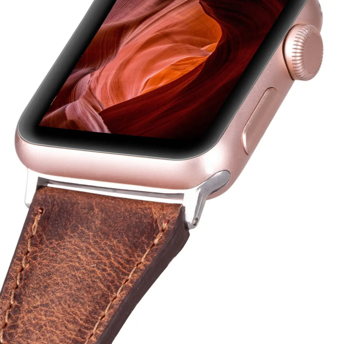 Distressed Brown Leather Slim Apple Watch Band