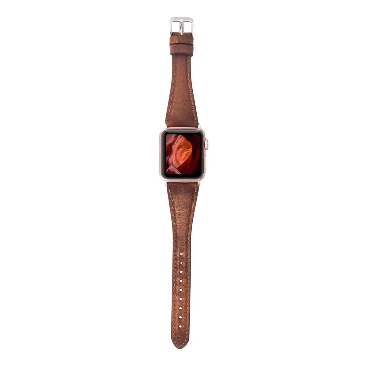 Distressed Brown Leather Slim Apple Watch Band