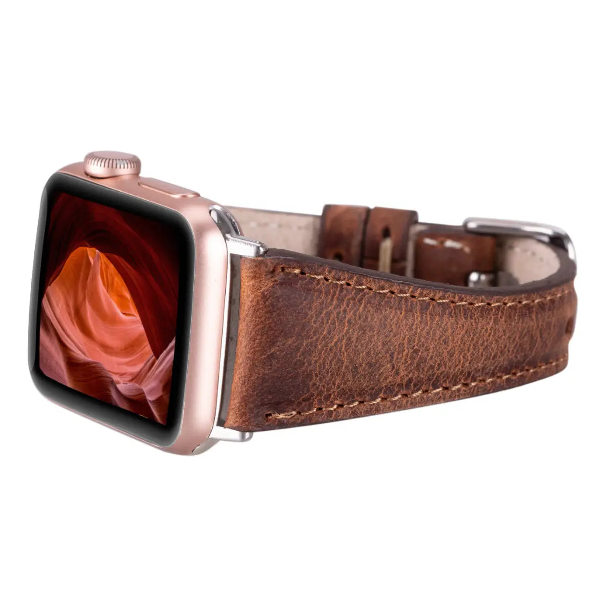 Distressed Brown Leather Slim Apple Watch Band
