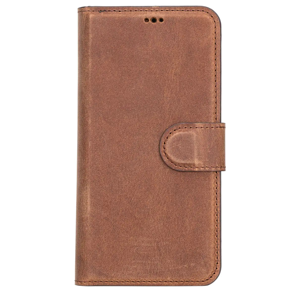 Distressed Brown Leather Wallet Case for iPhone 13