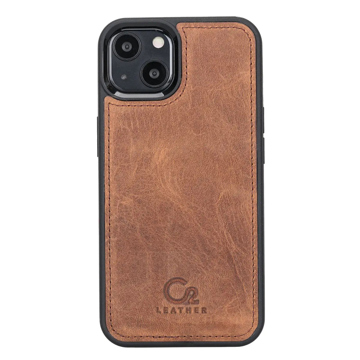 Distressed Brown Leather Wallet Case for iPhone 13