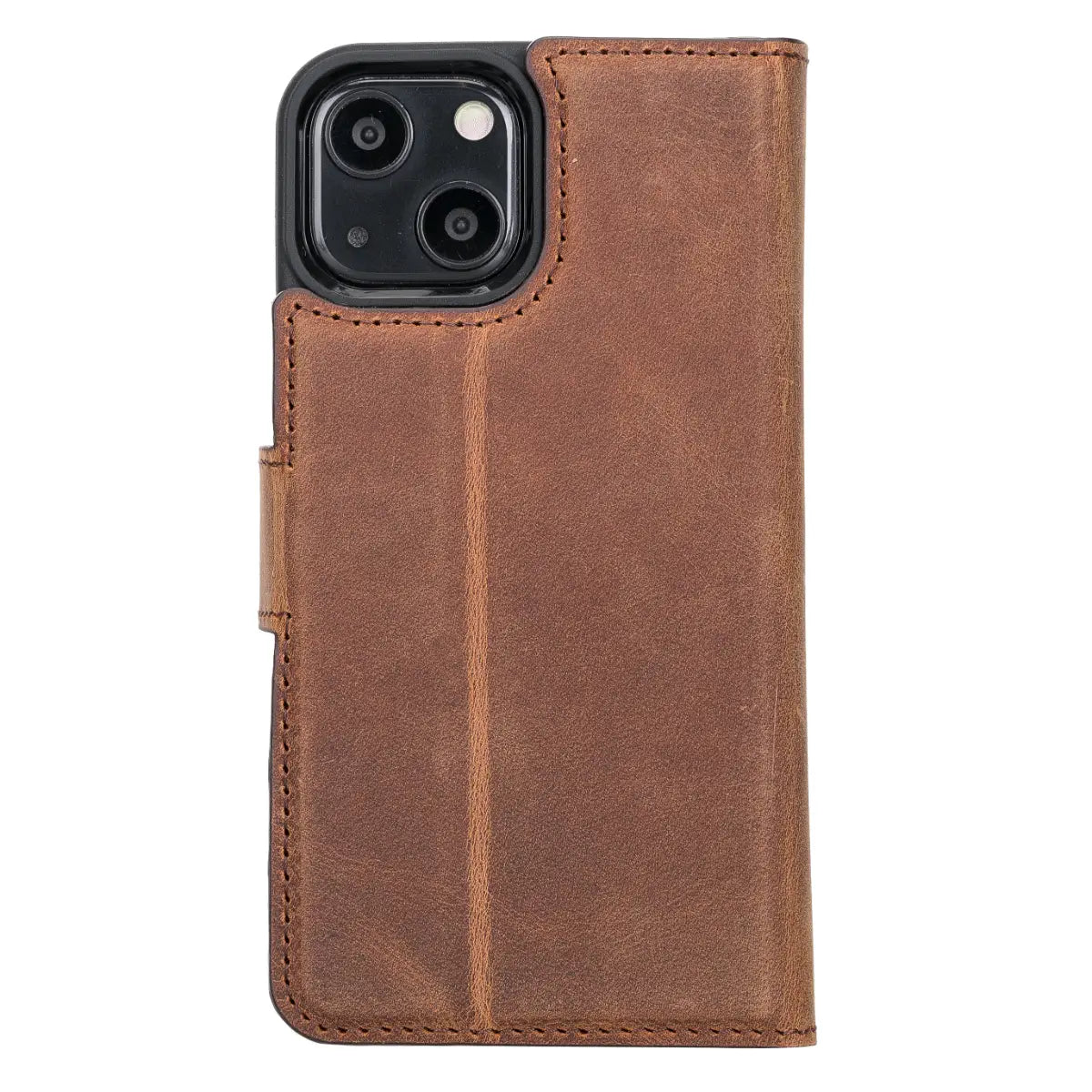 Distressed Brown Leather Wallet Case for iPhone 13 Mini